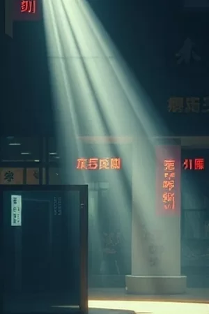动画电影《铁皮月亮》竖版海报，铁皮屋顶上升起的圆月